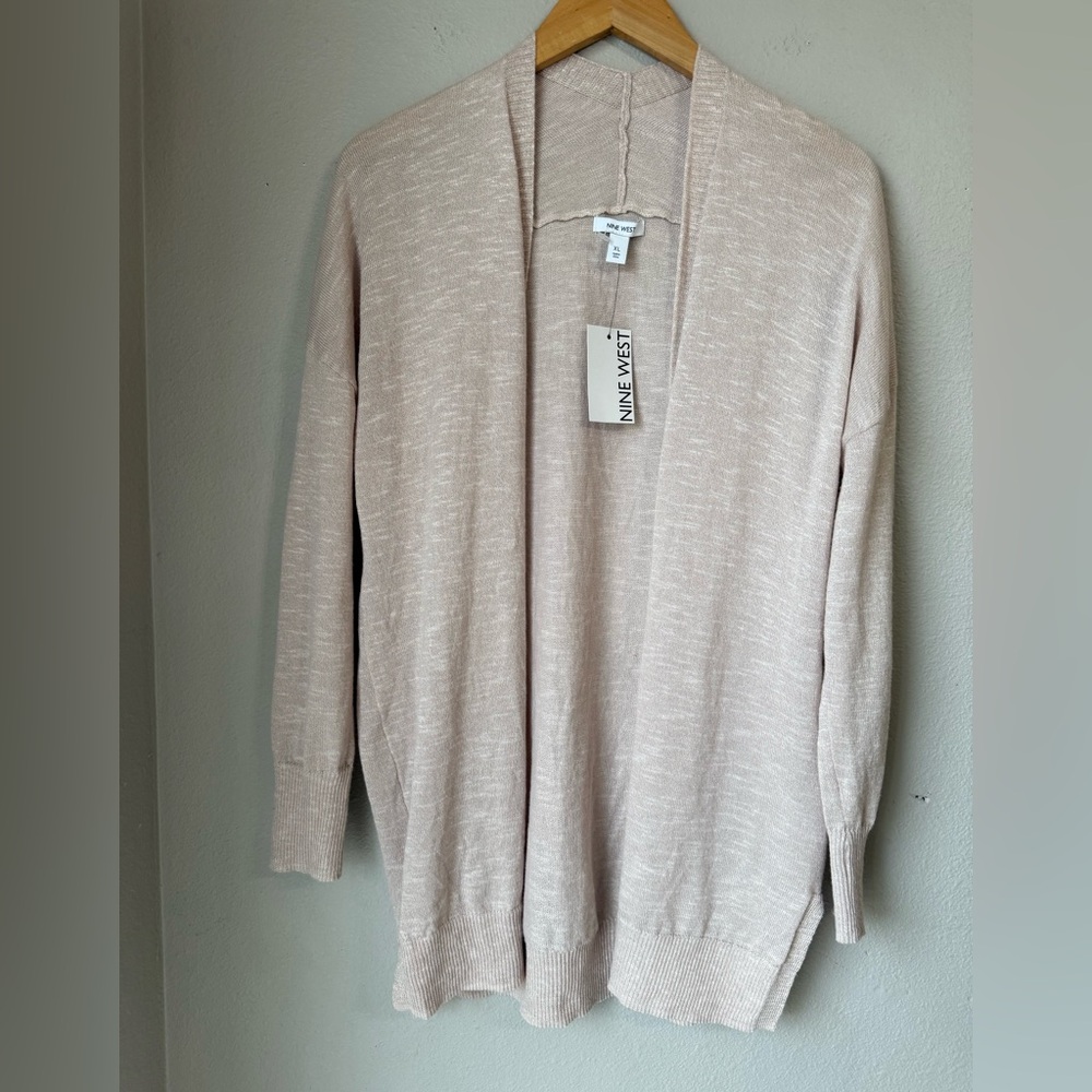 Nine West Open-Front Beige Knit Cardigan Women’s Size XL NWT Long Sleeve